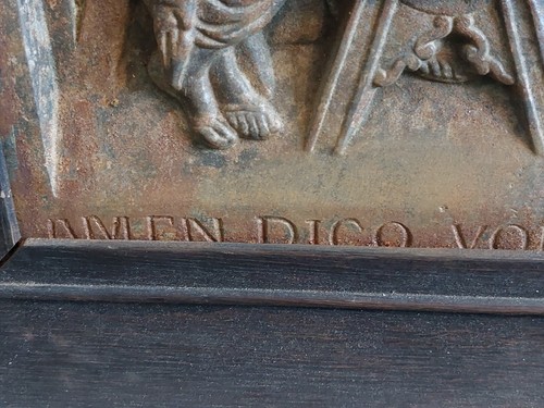ANTIQUE CA 1860 AFTER DA VINCI CAST IRON RELIEF LAST SUPPER PLAQUE FRAMED - Picture 9 of 24