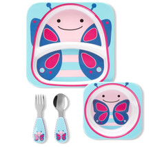 S kip H op Zoo Mealtime Gift Set Matching Plate, Bowl, Tumbler, Fork and Spoon 