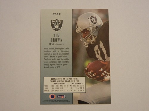 1994 SKYBOX FOOTBALL TIM BROWN #ST12 OAKLAND RAIDERS SKYTECH STARS - Picture 6 of 6