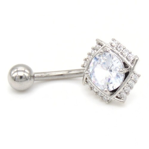 Belly Bars Navel Button Piercing Rings Crystal Body Jewellery Ring Silver Dangle - Picture 4 of 10