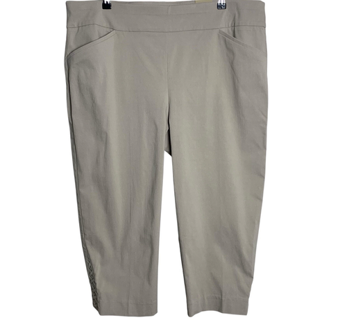 Chico's Capri Women's Size 3.5 Perfect Stretch Pale Taupe Josie Lattice Hem NWT
