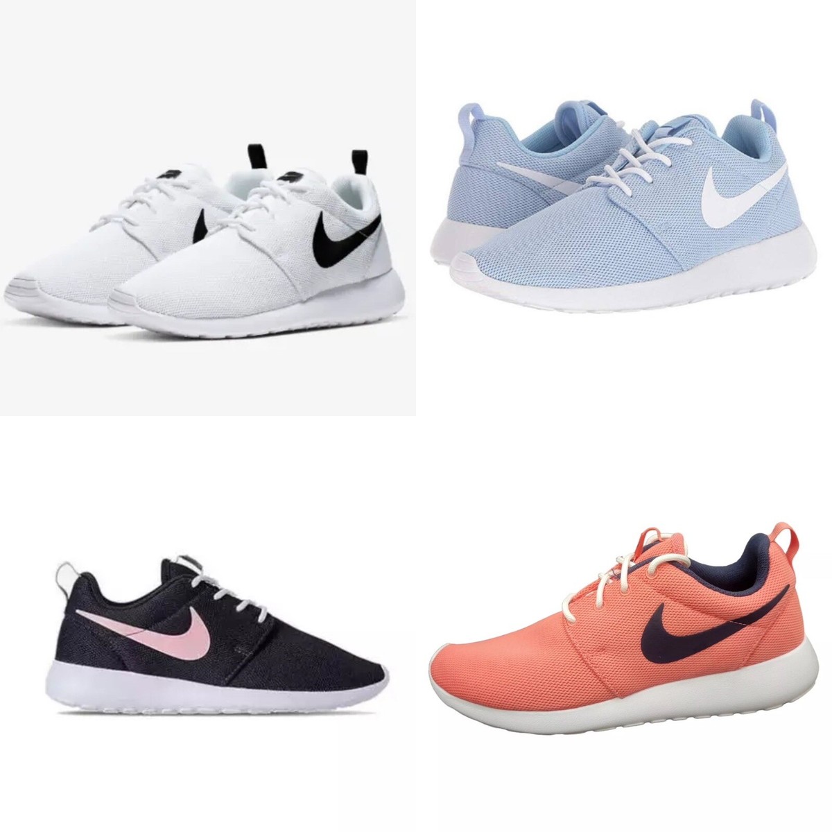 NEW Nike Roshe One Women s Shoes Everyday White Black Royal Coral 844994