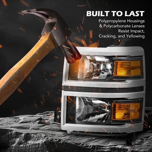 For 2014-2015 Chevy Silverado 1500 Pickup Chrome Headlights Headlamps L+R Pair - Bild 8 von 14