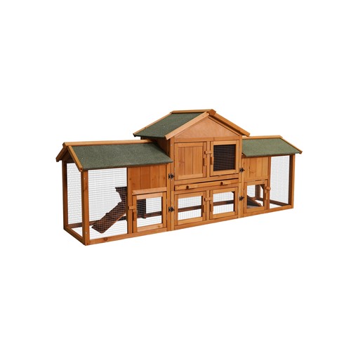 2-Tier Rabbit Hutch Wooden Bunny Cage Pet Cage with Run Resting Box Outdoor - Picture 5 of 9