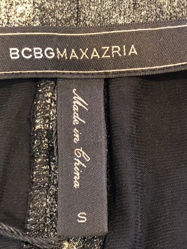 BCBG Max Azria Sz S Metallic Wet/Black Pleated Front Bohemian Style Sexy Pants N - Picture 2 of 12