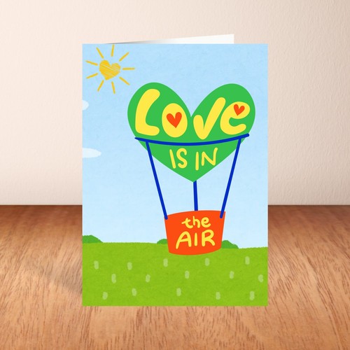 Cute Valentine's Day Card, Love Is In The Air Illustration, For Girlfriend, Wife - Picture 2 of 8