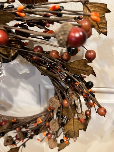 Artificial Fall Autumn Berry and Leaf Wreath Door Wreath 14" - Bild 4 von 5