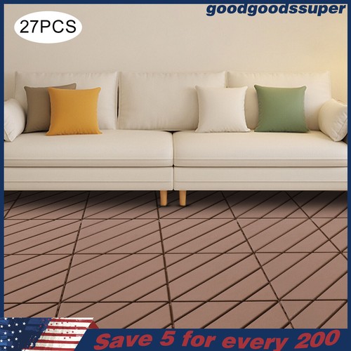 27 PACK Plastic Interlocking Deck Tiles Outdoor Patio Flooring Coffee 12"x12" - Picture 21 of 24