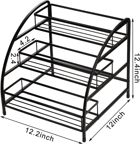 Coffee Syrup Rack Organizer, 9-12 Bottles Wine Holder Stand, 3-Tier Metal Wire C - Picture 2 of 12