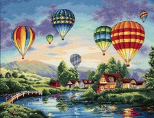 Cross Stitch Kit ~ Gold Collection Hot Air Balloon Glow & Country Homes #35213