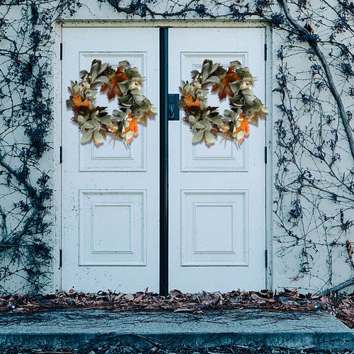 Fall Wreath For Front Door Artificial Pumpkins Wreath Thanksgiving Autumn FZ - Picture 6 of 14