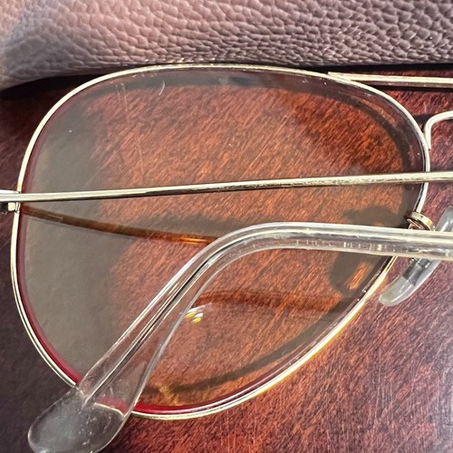 Vtg Bausch & Lomb Ray-Ban Aviator Sunglasses Ambermatic Lenses 62/14 read - Picture 11 of 17