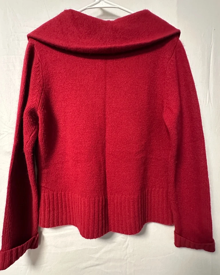 Suéter Cárdigan Marina Luna Granate/Rojo Cordero Lana y Cuello de Angora Talla Grande Foto 3 de 4