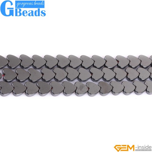 Heart Shape Black Hematite Gemstone Beads For Jewelry Making Free Shipping 15" - Picture 8 of 40