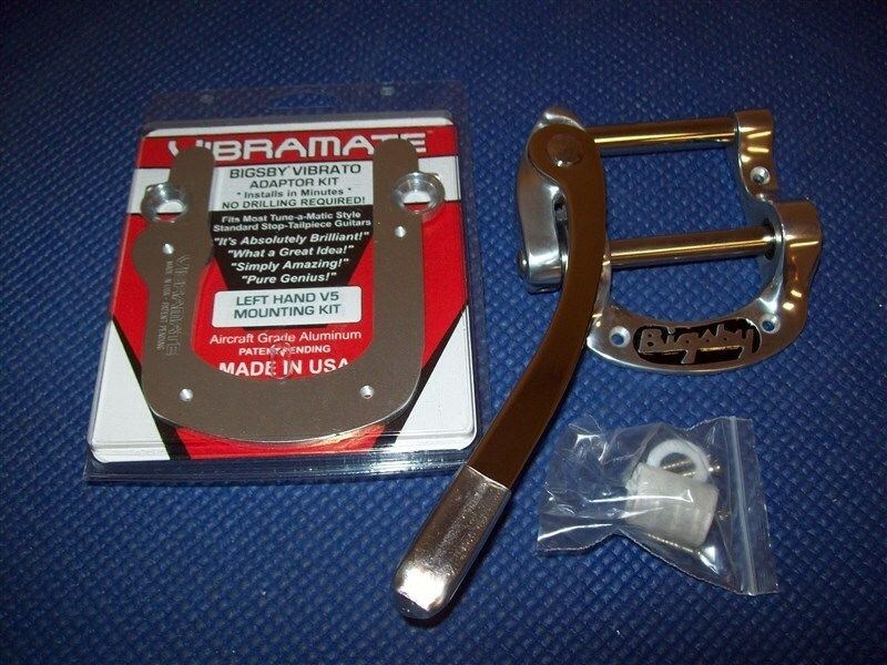 Nuevo Zurdo Bigsby B5 con LH V5 Vibramate Kit de montaje rápido, Aluminio Pulido Nuevo Zurdo Bigsby B5 con LH V5 Vibramate Kit Kit Kit de montaje rápido, Aluminio Pulido d56469