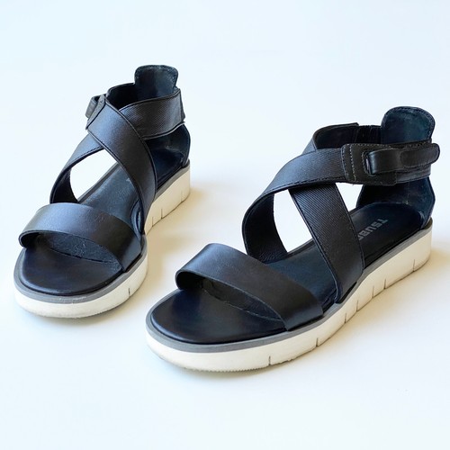 Tsubo Womens Eliah Black Comfort Sport Leather Sandals Size 7.5 Travel Low Wedge - Picture 5 of 12