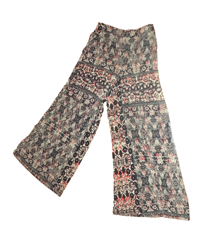 size S FREE PEOPLE jersey print wide leg pull on canyon PANTS w/ pockets - Picture 5 of 5