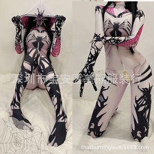Spider-Gwen Stacy Jumpsuit Women Bodysuit Open Crotch Cosplay Costume Halloween