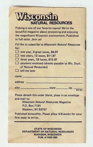 1981-82 Wisconsin Fishing Regulations Guide Pamphlet - Picture 4 of 4