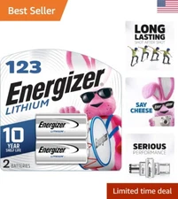 2 Count 123 Lithium Photo Batteries - Long Lasting Power for Cameras and Devices