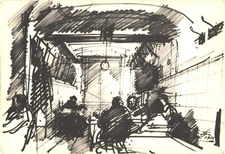 Diners Inside A Trattoria Sostanza, Italy Restaurant Postcard