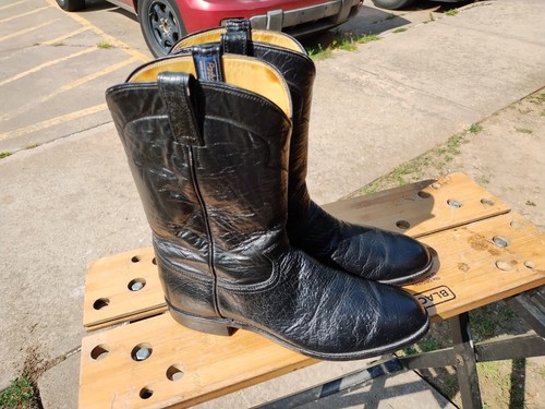 Panhandle Slim VTG Black Smooth Ostrich Cowboy Boots Size 9 - Picture 1 of 8