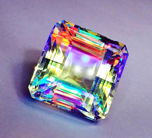 Mystic Quartz Loose Gemstone 78+ Ct Certified Square Pendant Size H047 - Picture 7 of 8