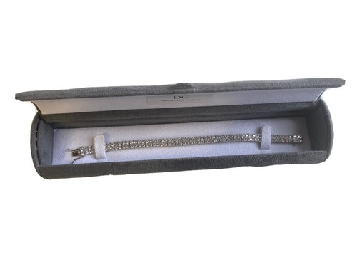 White gold finish created diamond Double Row bracelet In Grey Velvet Gift Box - Picture 11 of 11