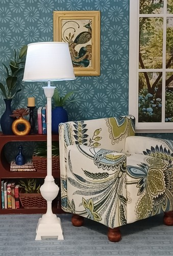 💡 BODEN weiß ARBEITSLAMPE Leuchte WOHNZIMMER Puppe Diorama Maßstab 1/6 für BARBIE - Bild 2 von 3