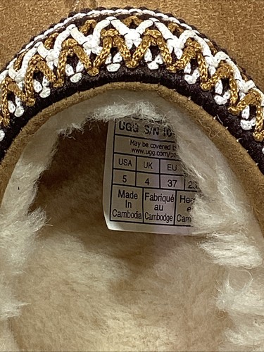 UGG Youth Size 5 EU 37 Chestnut Suede Tasman II Lined Slippers AJ-508 - Picture 9 of 10