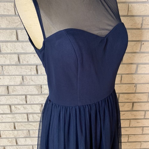 Eliza J Illusion Navy Blue Flower Detail Semi Sheer Party/Cocktail Dress Medium - Picture 10 of 24