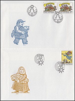 2 Werte Auf 2 Schmuck-fdc Prag 18.11.00 Weihnachten 1998 Tschechische Republik
