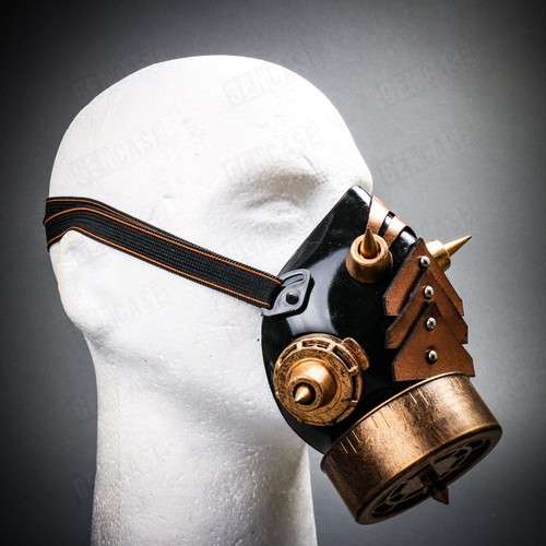 Gold Spike Steampunk Poison Gas Mask Half Face Cosplay Halloween Unisex Cosplay - Picture 4 of 6