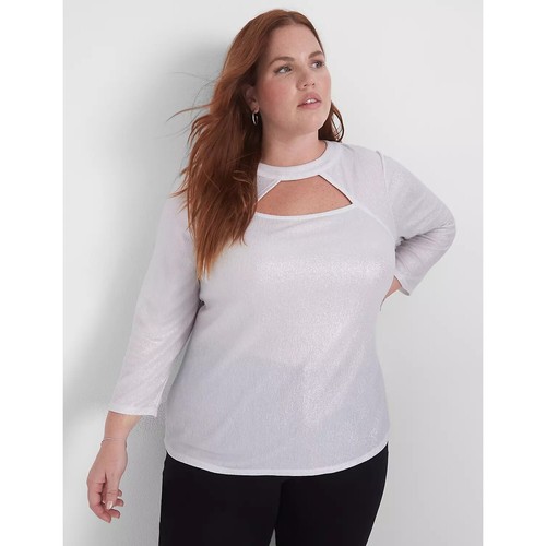 Lane Bryant Classic Cutout Crew Neck Metallic Knit Top 18/20 - Picture 3 of 3
