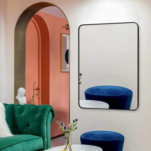 Unbranded Decorative Wall Mirrors 24" x 32" Rectangular Aluminum Framed Black - Picture 6 of 10