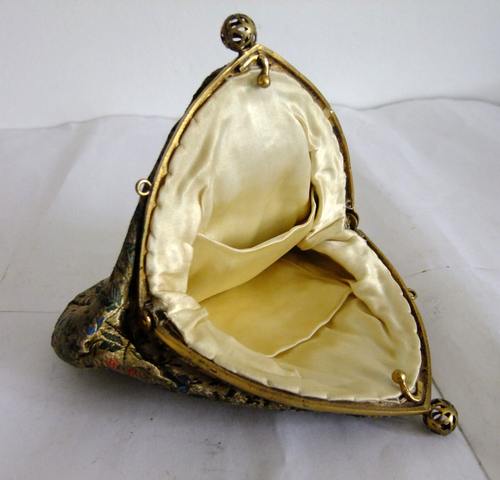 Vintage 40s 50s Evening Bag Purse Fabric True VTG Clutch Brocade Party Glam - Picture 5 of 8