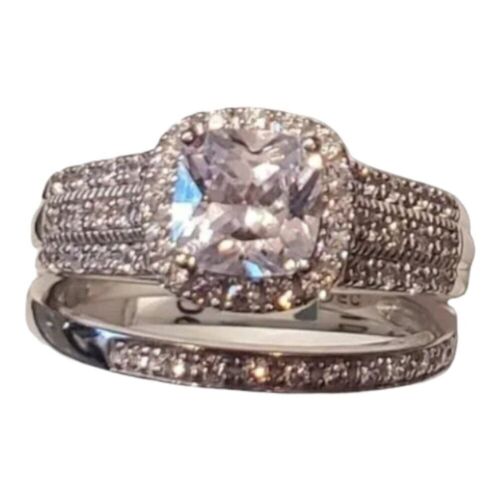 Braut Ring Set Größe 7 Andenken Verlobung und Ehering Set Neu mit Etikett - Bild 3 von 12