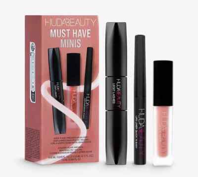 *HUDA BEAUTY MUST HAVE MINIS 3-TEILIGES SET LEGIT MASCARA LIQUID LINER MATTER LIPPENSTIFT*
