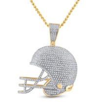 10kt Yellow Gold Mens Round Diamond Football Helmet Charm Pendant 3/4 Cttw