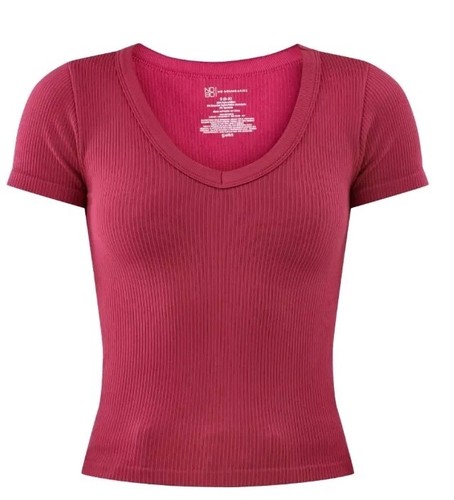 No Boundaries Juniors V-Neck Short Sleeve Seamless Tees, Multiple Sizes & Colors - Picture 3 of 15