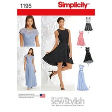 SIMPLICITY 1195 MISS & PETITE EVENING DRESSES Sewing Pattern Sizes 4-12 & 12-20