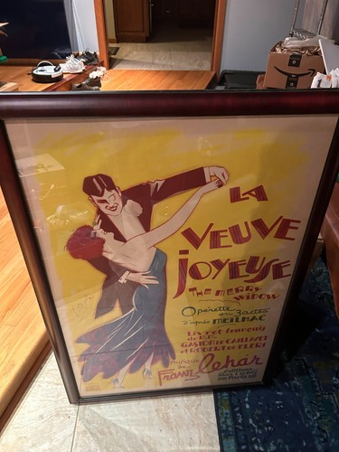 1936 Vintage Rare Georges Dola Opera Poster Framed- La Veuve Joyeuse/Merry Widow - Picture 8 of 12