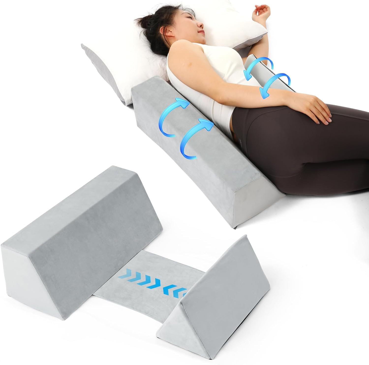 Adjustable Side Sleeper Wedge Pillow with Positioning Belt
