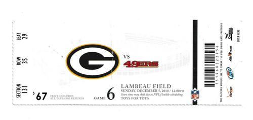 GREEN BAY PACKERS Dec 5, 2010 GAME DAY PROGRAM TICKET CHARLES WOODSON B14 - Picture 4 of 4