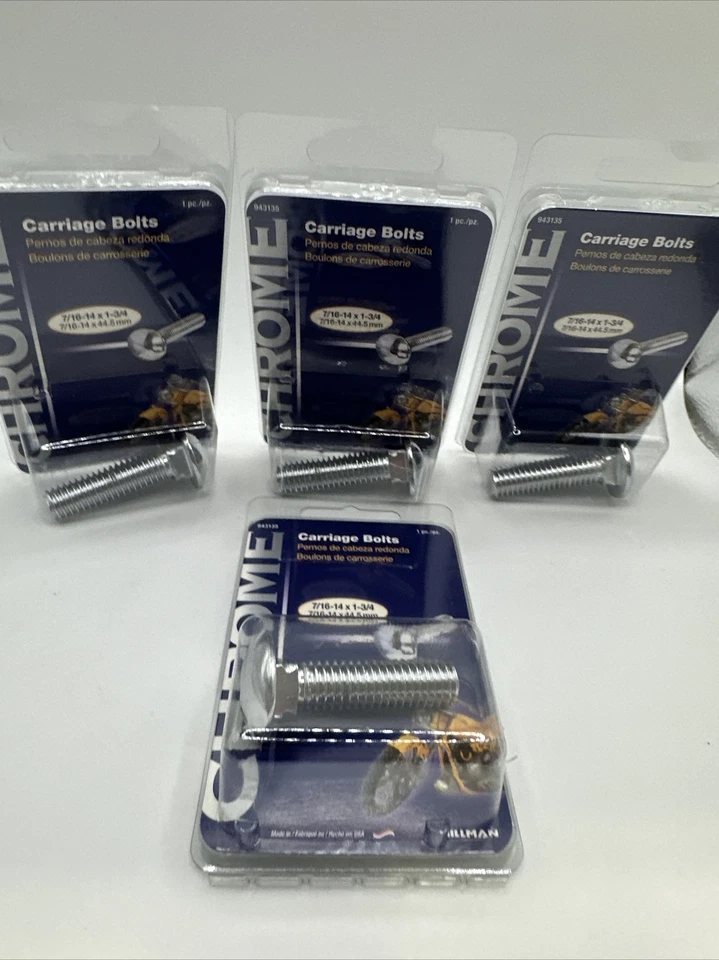 4 - Perno de carro cromado The Hillman Group 943135, 7/16-14 por 1-3/4 pulgadas, paquete de 1 Foto 3 de 4