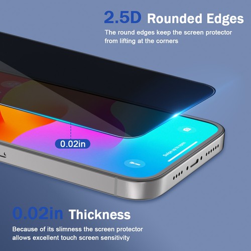 2x iPhone 15 14 13 12 11 Pro Max Privacy AntiSpy Tempered Glass Screen Protector - Picture 9 of 37