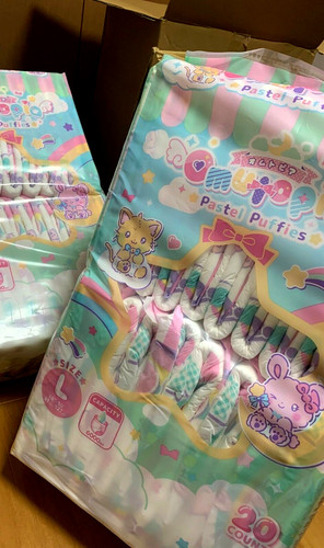 Omutopia Pastell Puffies Erwachsene Abdl Windel Band Typ 6000ml Dämpfung L Größe