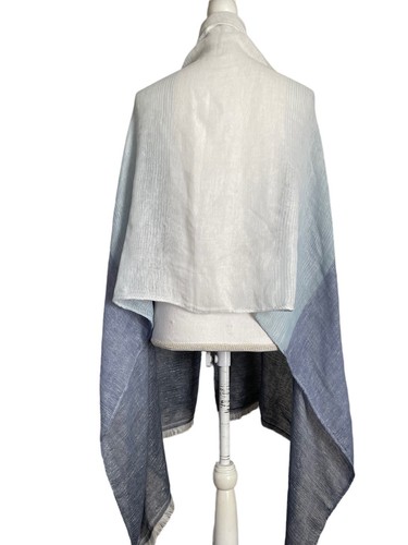 Cejon Womens Shades of Blue Oversized Scarf Wrap Shawl Ombre Fringe NWT #MQ2 - Picture 5 of 7