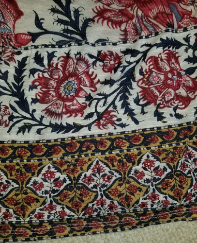 Womens Top-LUCKY BRAND-beige/red floral rayon knit BOHO peasant Cottagecore-L - Picture 4 of 4