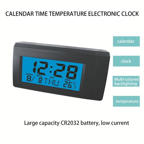 Mini 2X Digital LCD Mesa Auto Coche Tablero Escritorio Fecha Hora Calendario Reloj Pequeño - Imagen 2 de 15
